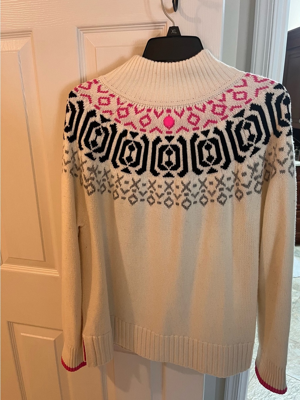 Talbots Cream Sweater with Pink and Black Fair Isle Yoke - Picture 5 of 5
